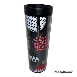 Starbucks 2013 insulated Travel Tumbler Black Christmas Ornaments 16 oz coffee